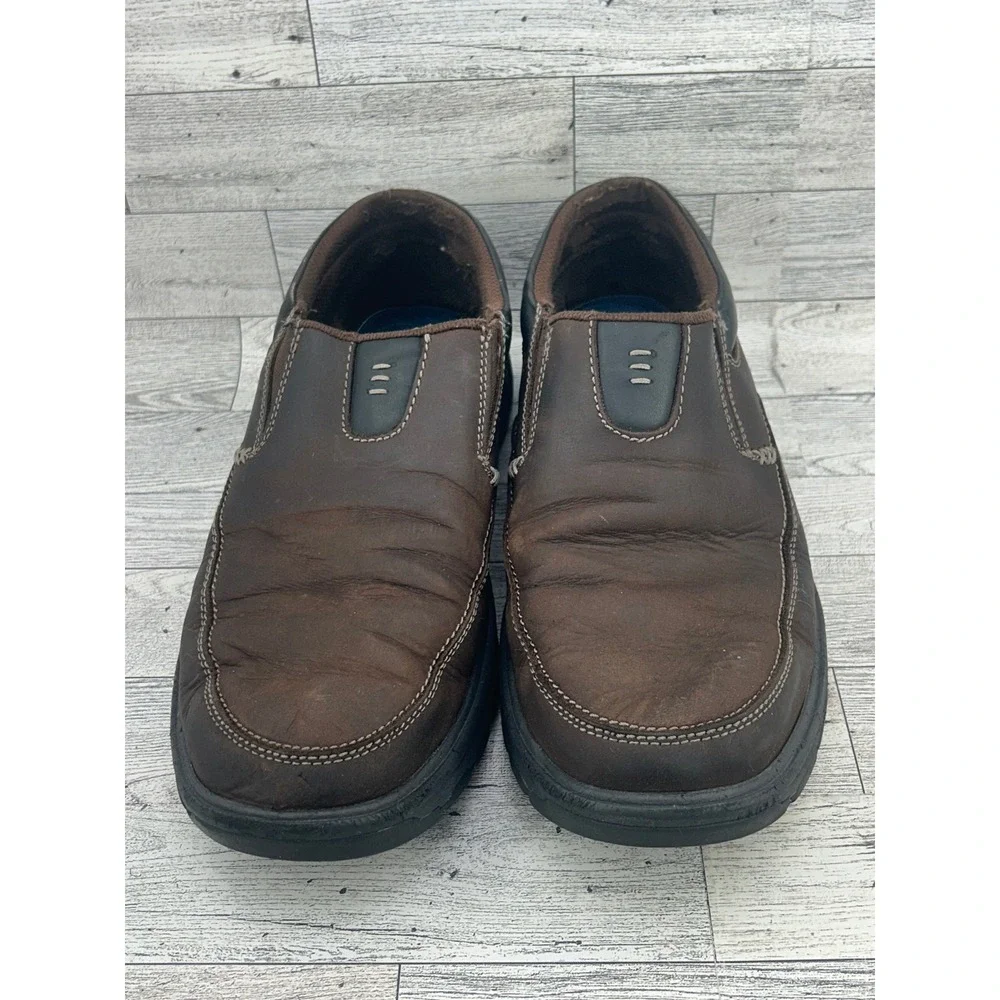 Skechers Relaxed Fit Mens Slip‎ On Shoes Brown Leather Memory Foam Size 9